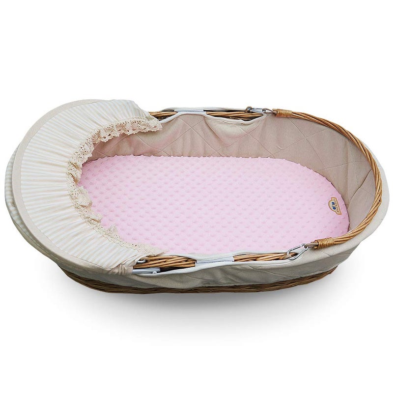 BlueSnail Soft and Strechy Minky Bassinet Fitted Sheet, Cradle Sheets for Bassinet Pad/Mattress 2pk (Bassinet, Pink+Gray) - Image 4